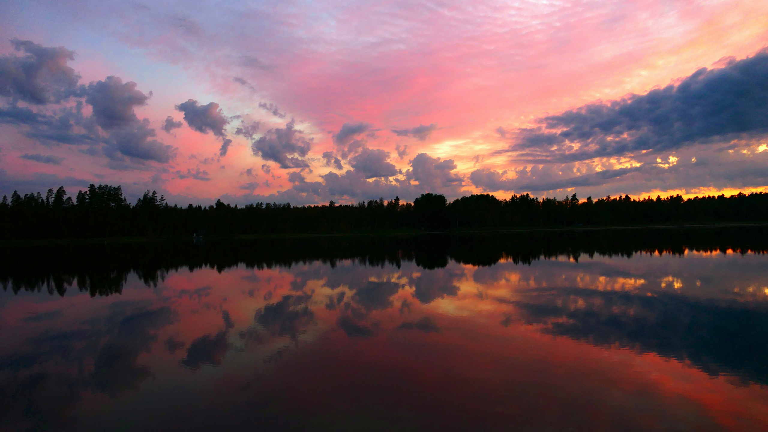 Pinky glassy lake