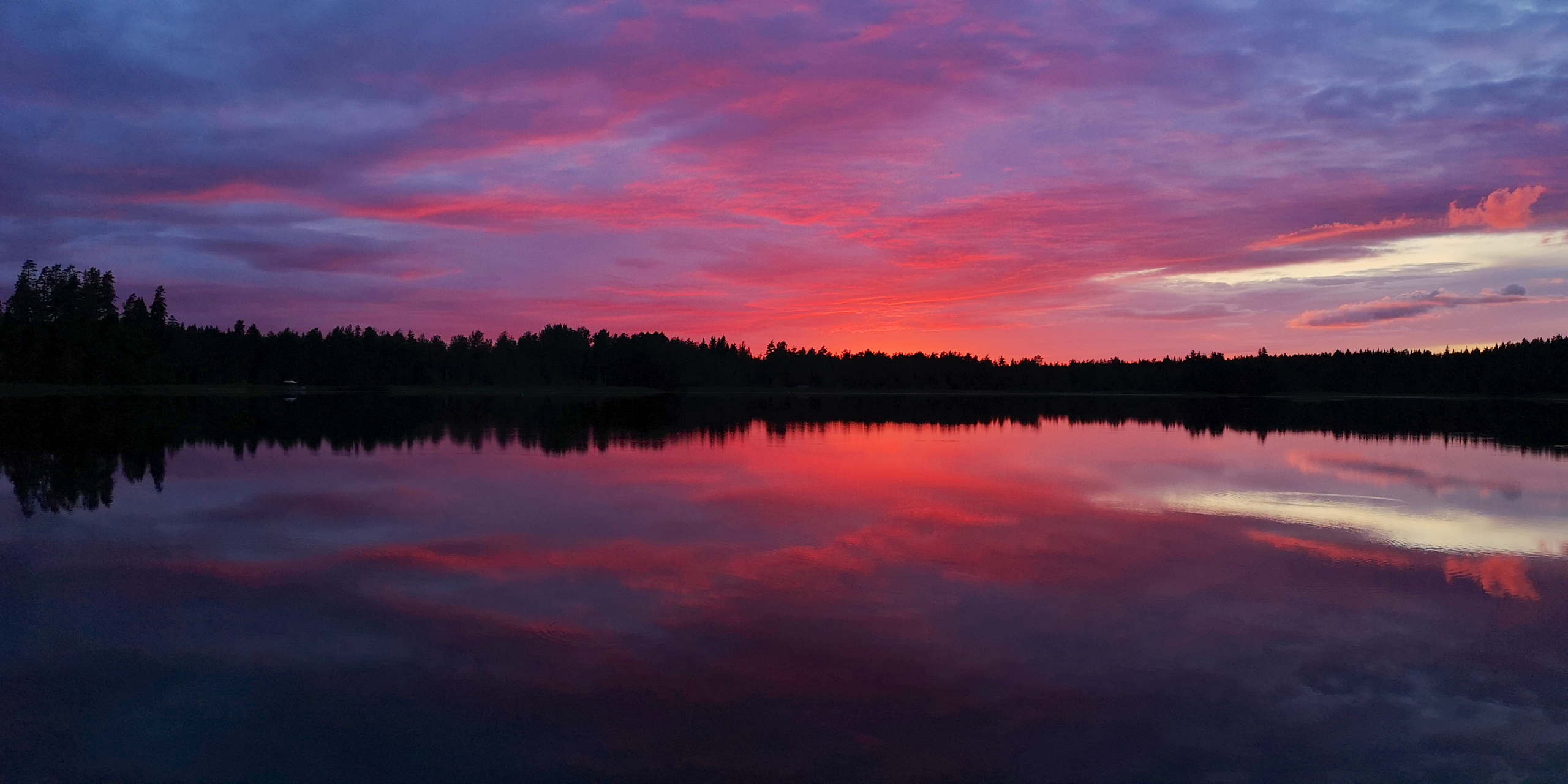 Glass lake sunset